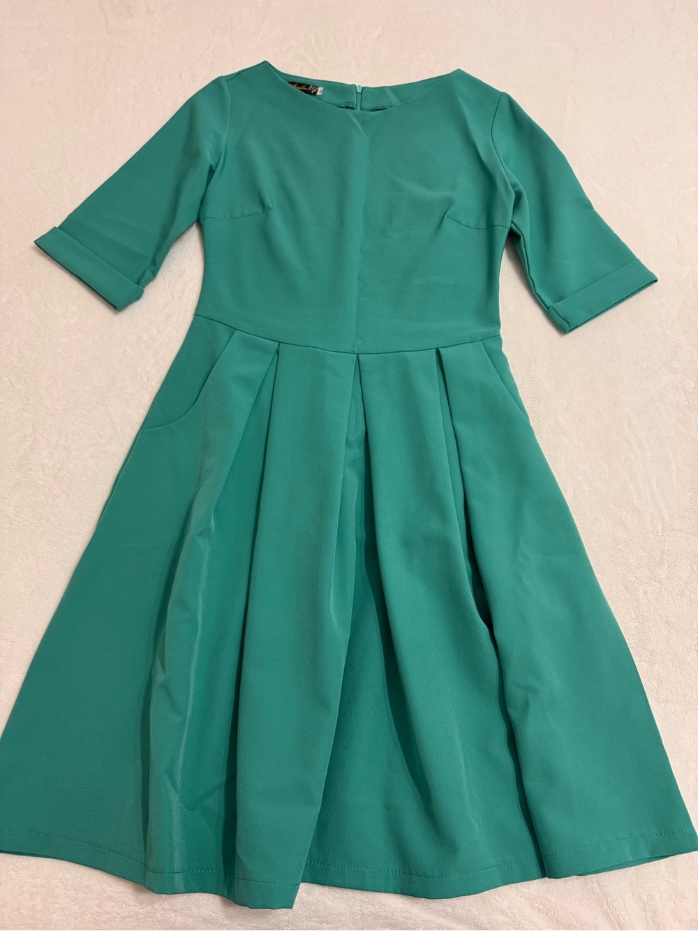 Teal Fit-and-Flare Dress